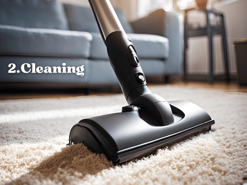 close up of vacuum on carpet